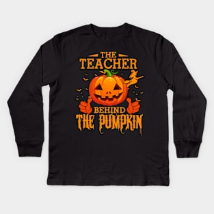 Mens The CHEF Behind The Pumpkin T shirt Funny Halloween T Shirt_TEACHER Kids Long Sleeve T-Shirt